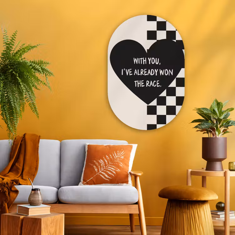 Muurovaal Glas – Liefde - Beige - Race — 3