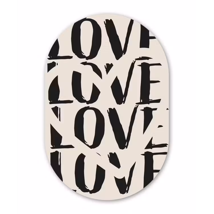 Muurovaal Glas – Love - Hart - Beige — 1