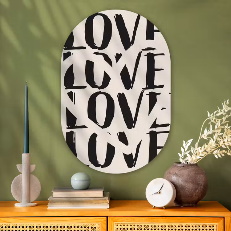 Muurovaal Glas – Love - Hart - Beige — 2