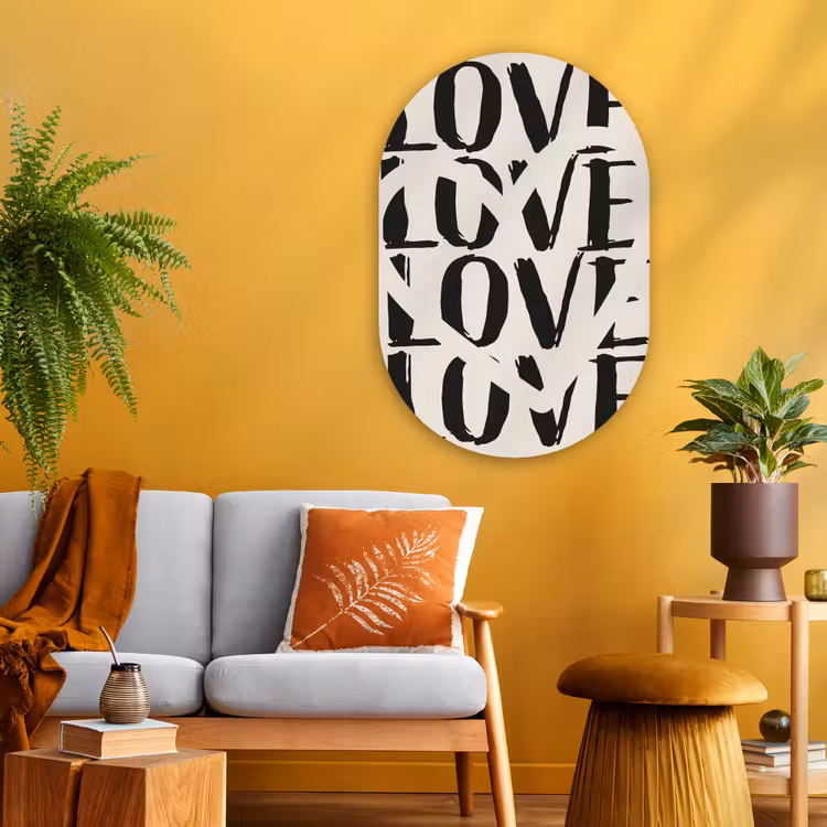 Muurovaal Glas – Love - Hart - Beige — 3