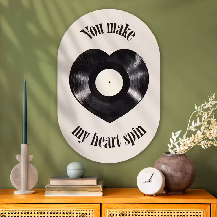 Muurovaal Glas – Love - Muziek - Quote — 2