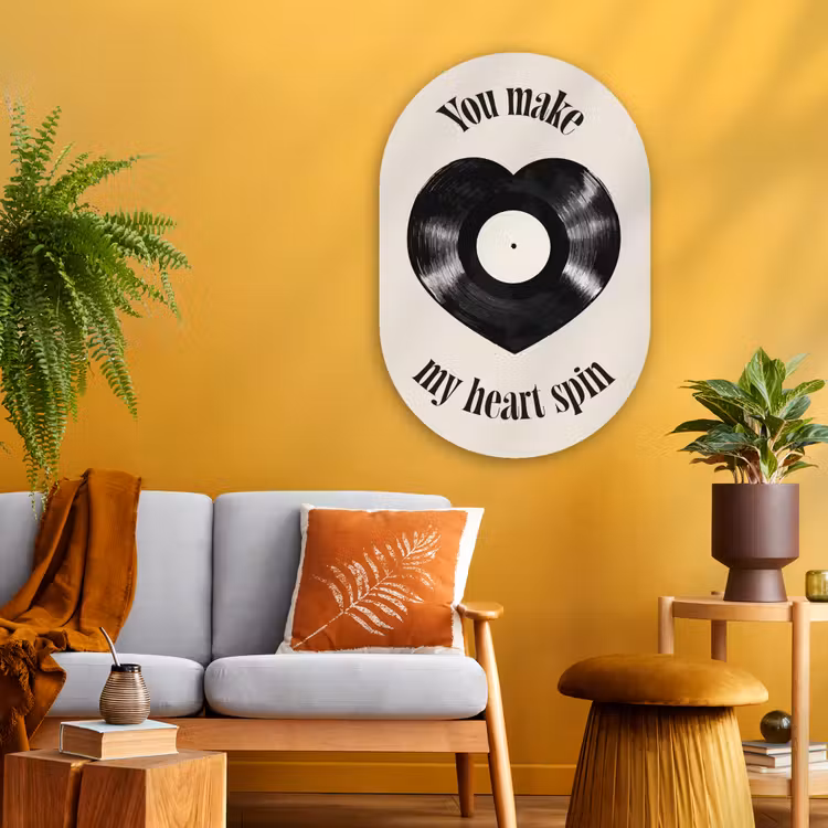 Muurovaal Glas – Love - Muziek - Quote — 3