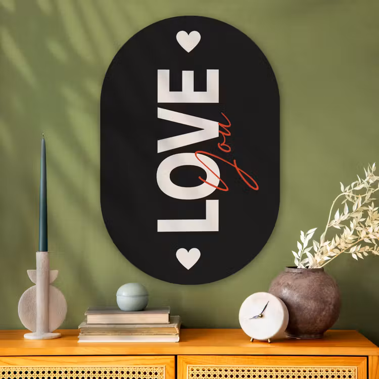 Muurovaal Glas – Love - Rood - Valentijn — 2