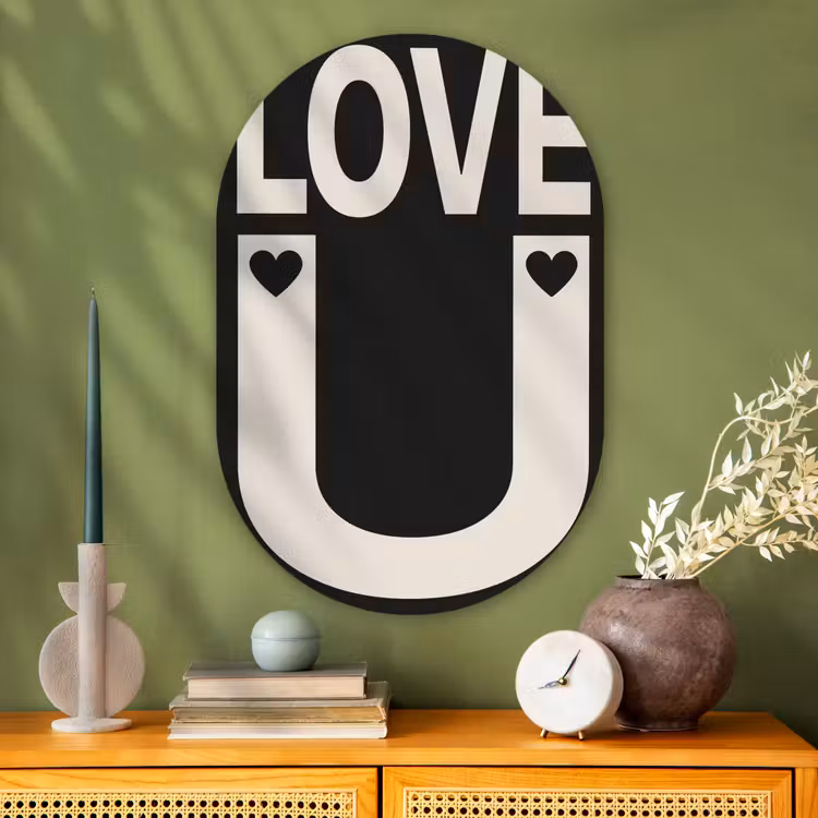Muurovaal Glas – Love - Zwart - Minimalistisch — 2