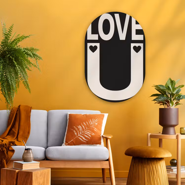 Muurovaal Glas – Love - Zwart - Minimalistisch — 3