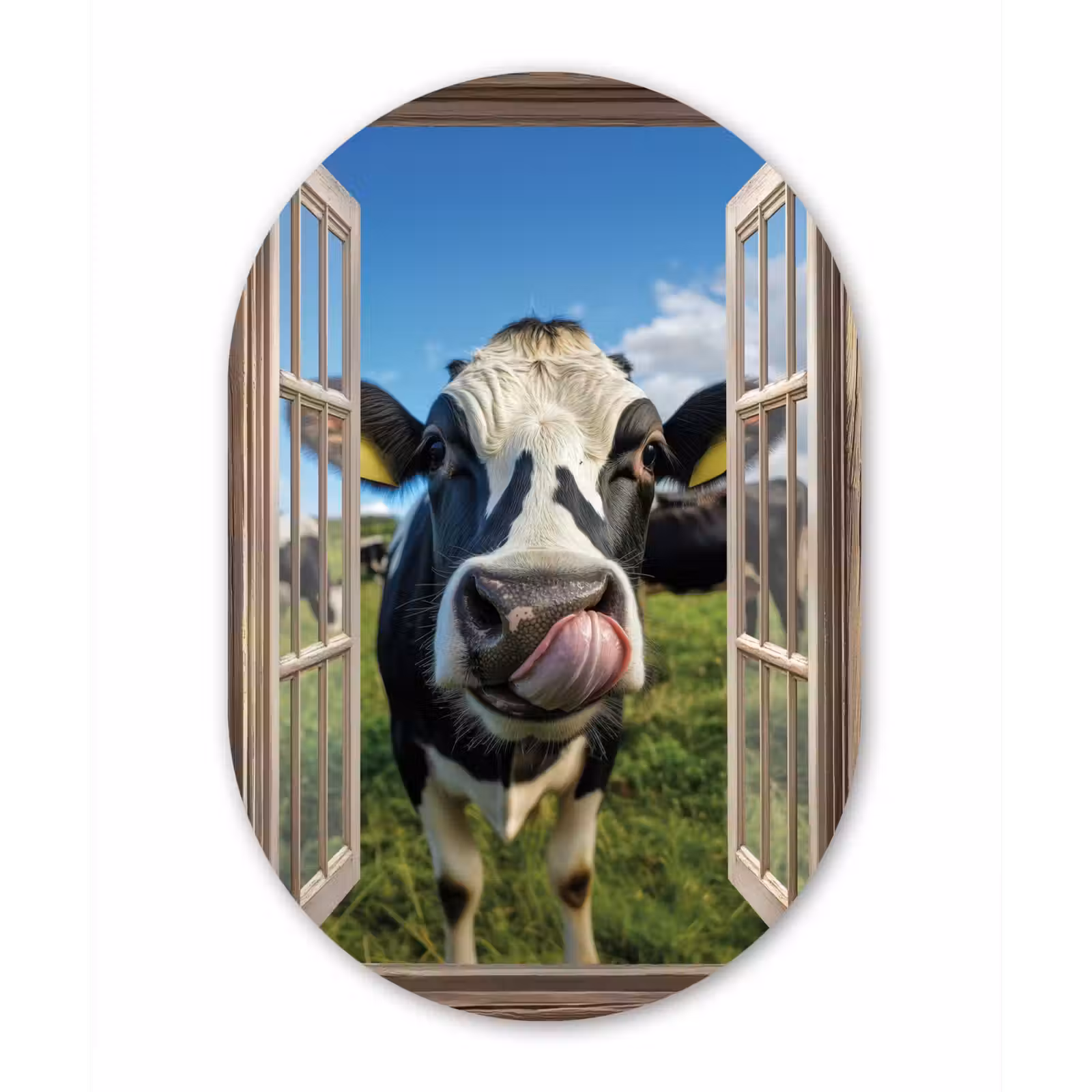 Muurovaal Glas – Doorkijk - Koe - Weiland - Dieren - Natuur — 1