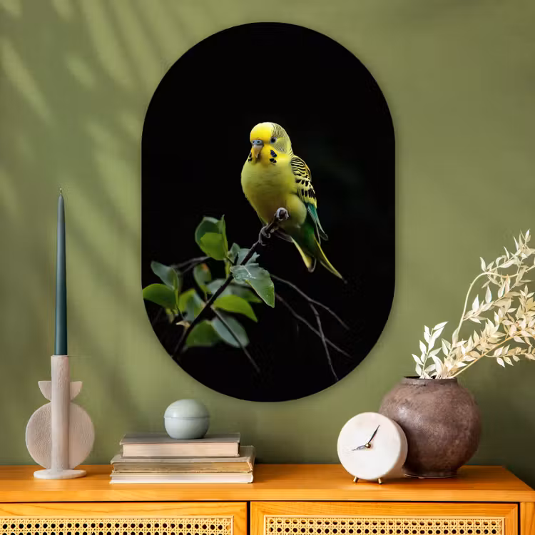 Wandoval Glas – Parkiet - Tak - Bladeren - Geel — 2