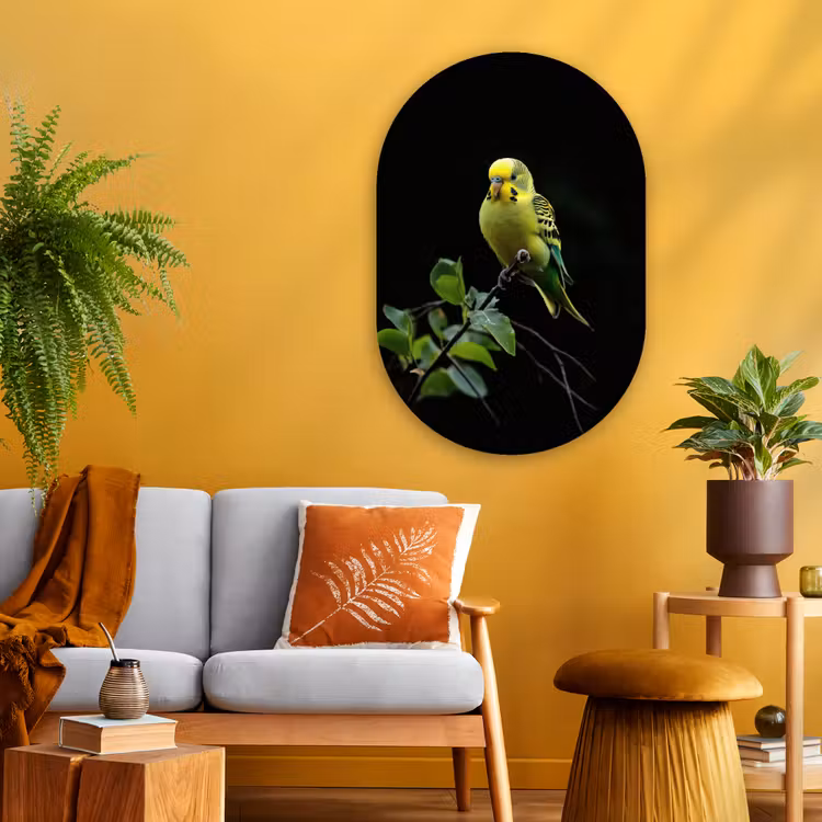 Wandoval Glas – Parkiet - Tak - Bladeren - Geel — 3