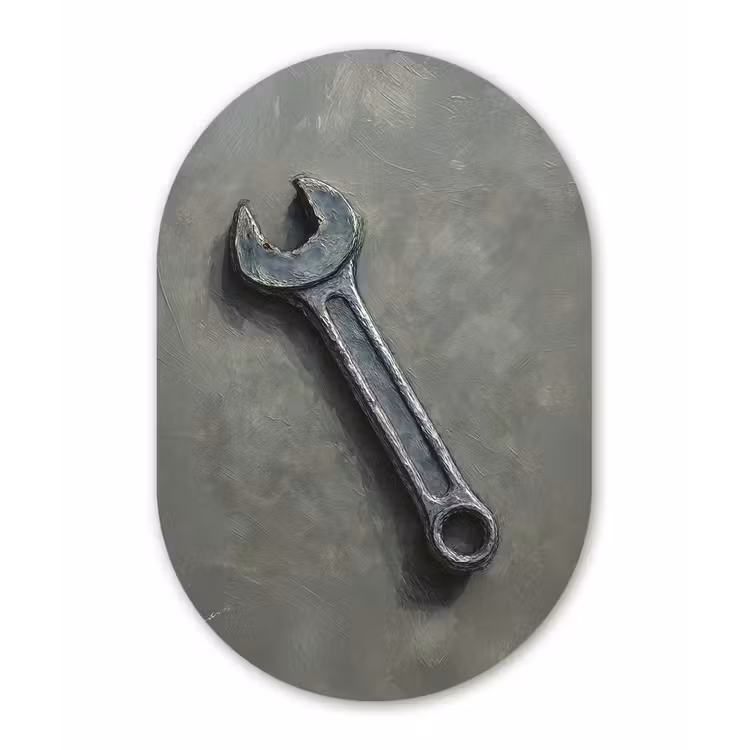 Muurovaal glas - Steeksleutel - Schilderij - Gereedschap - Verf — 1