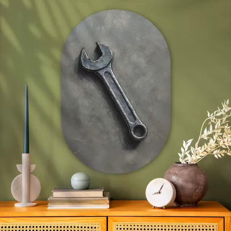 Muurovaal glas - Steeksleutel - Schilderij - Gereedschap - Verf — 2