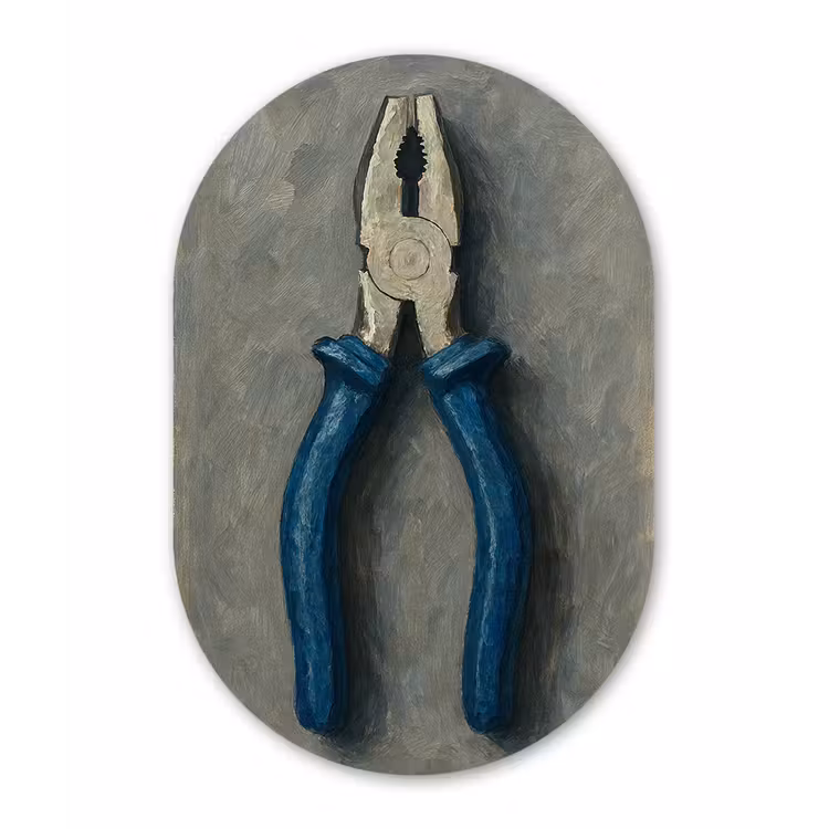 Muurovaal glas - Tang - Schilderij - Textuur - Verf — 1
