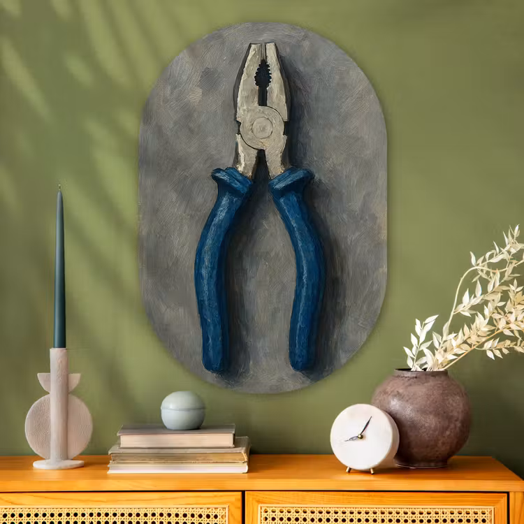 Muurovaal glas - Tang - Schilderij - Textuur - Verf — 2