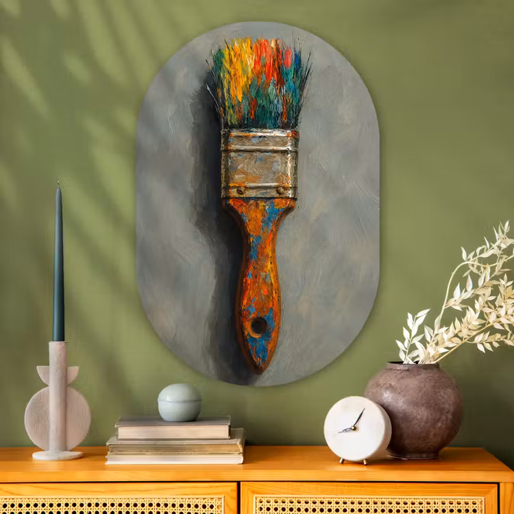 Muurovaal glas - Verf - Kwast - Schilderij — 2