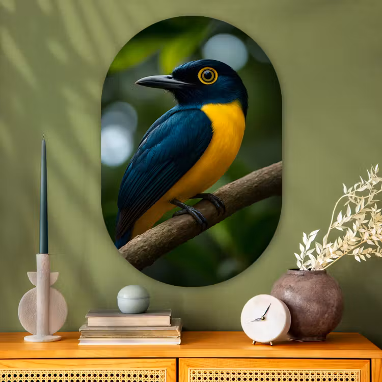 Wandoval Glas – Vogel - Tak - Geel - Bladeren — 2
