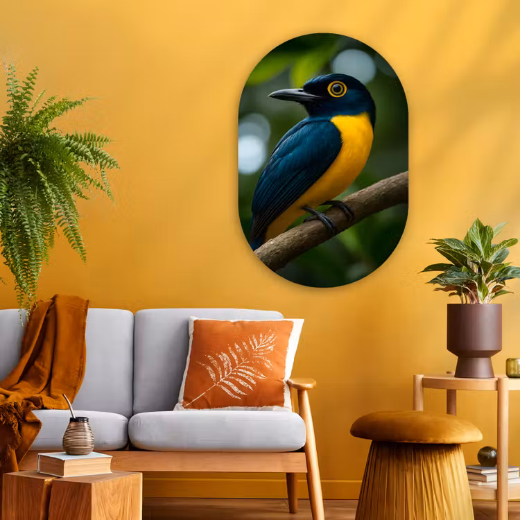 Wandoval Glas – Vogel - Tak - Geel - Bladeren — 3