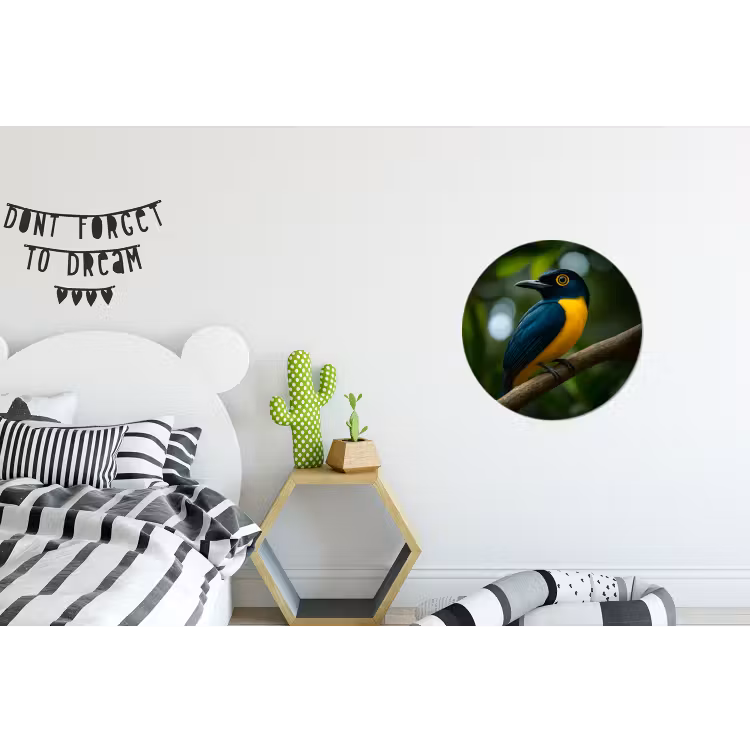 Wandcirkel - aluminium - Vogel - Tak - Geel - Bladeren — 5