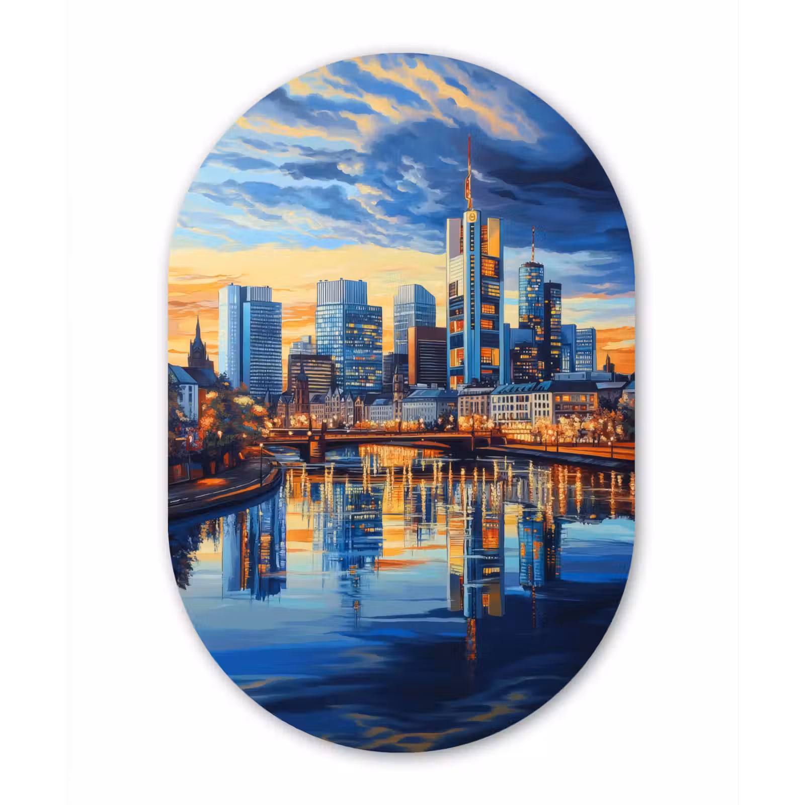 Wandoval Glas – Zonsondergang Frankfurt - Stad - Skyline - Water — 1