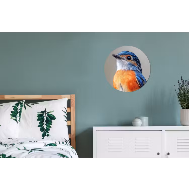 Wandcirkel - aluminium - Kleurrijk - Vogeltje - Veren - Blauw — 4