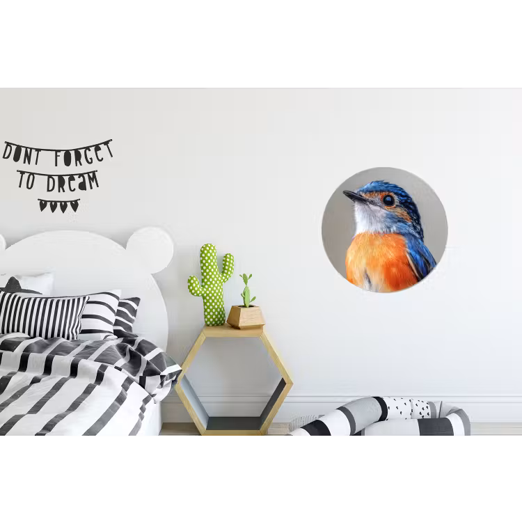 Wandcirkel - aluminium - Kleurrijk - Vogeltje - Veren - Blauw — 5
