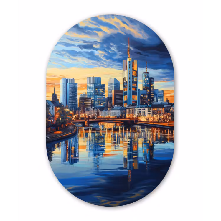 Wandoval Glas – Zonsondergang Frankfurt - Stad - Skyline - Water — 1