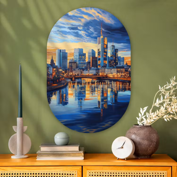Wandoval Glas – Zonsondergang Frankfurt - Stad - Skyline - Water — 2
