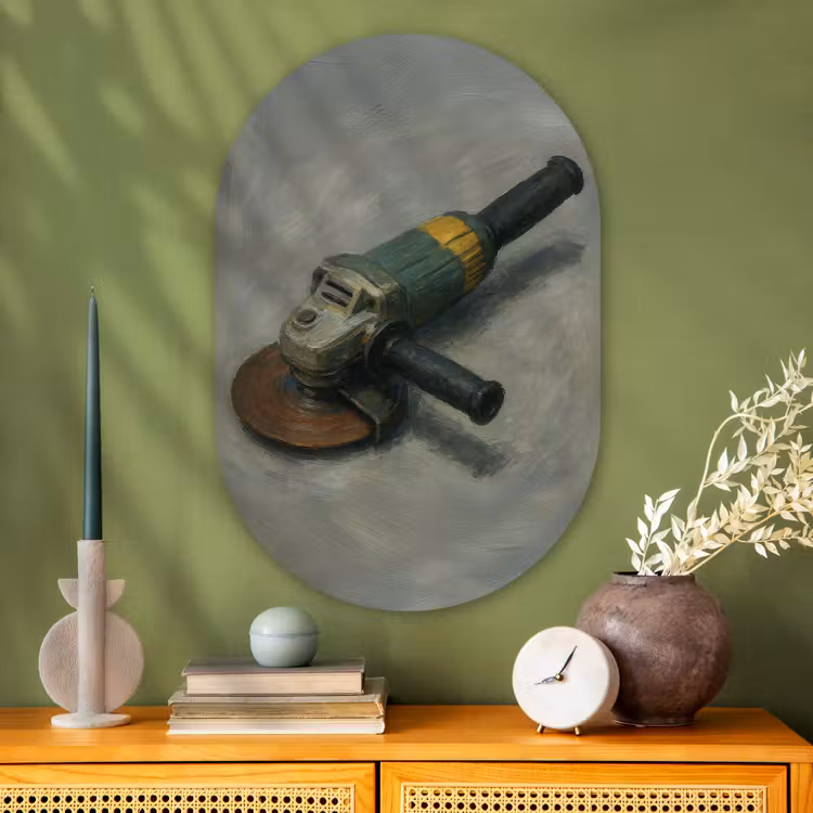 Muurovaal glas - Haakse slijper - Schilderij - Gereedschap — 2