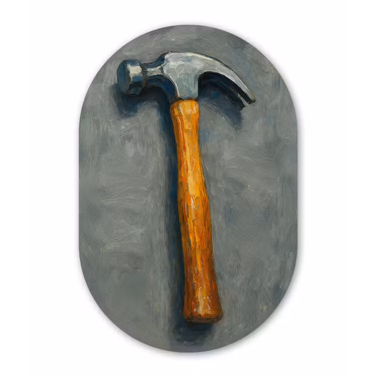 Muurovaal glas - Hamer - Schilderij - Gereedschap — 1