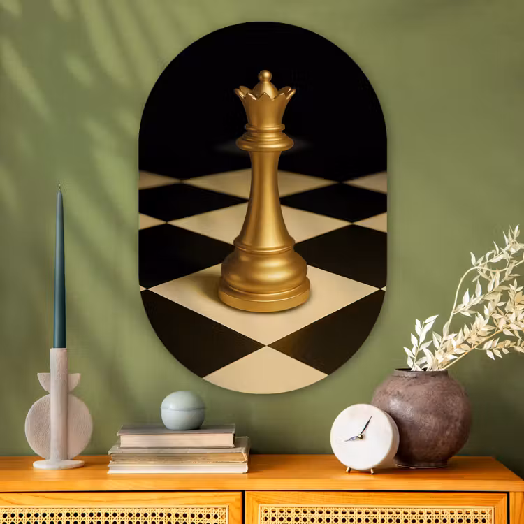 Wandoval Glas – Koningin - Schaakstuk - Geblokt - Goud — 2