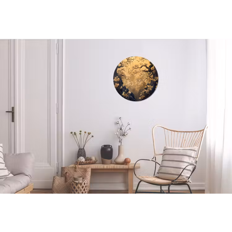 Wandcirkel - aluminium - Bloemen - Takken - Goud - Sierlijk — 2