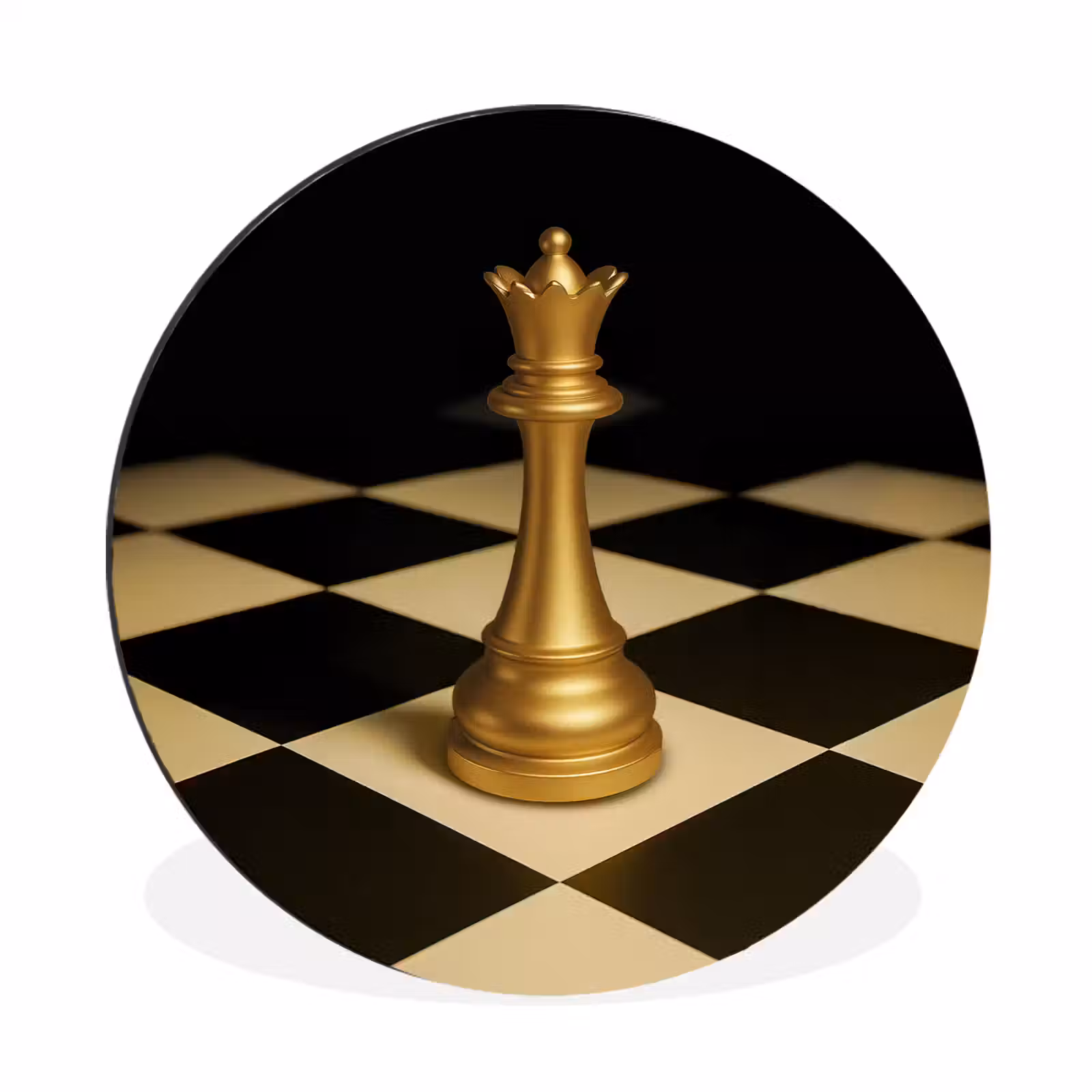 Wandcirkel - aluminium - Koningin - Schaakstuk - Geblokt - Goud — 1