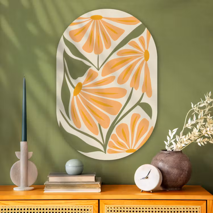 Wandoval Glas – Blaadjes - Zachtoranje - Bloemen — 2