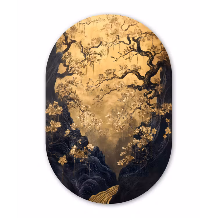Wandoval Glas – Bloemen - Takken - Goud - Sierlijk — 1