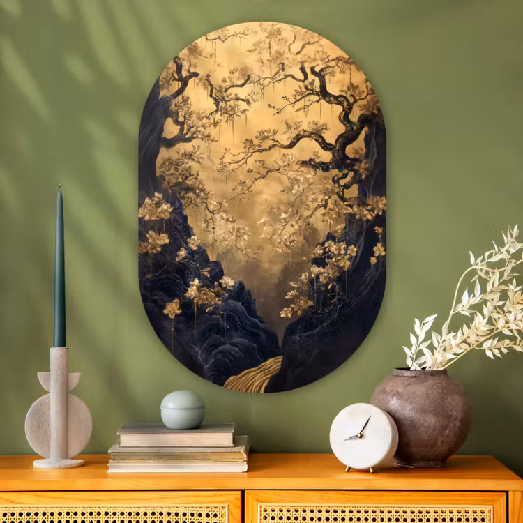 Wandoval Glas – Bloemen - Takken - Goud - Sierlijk — 2