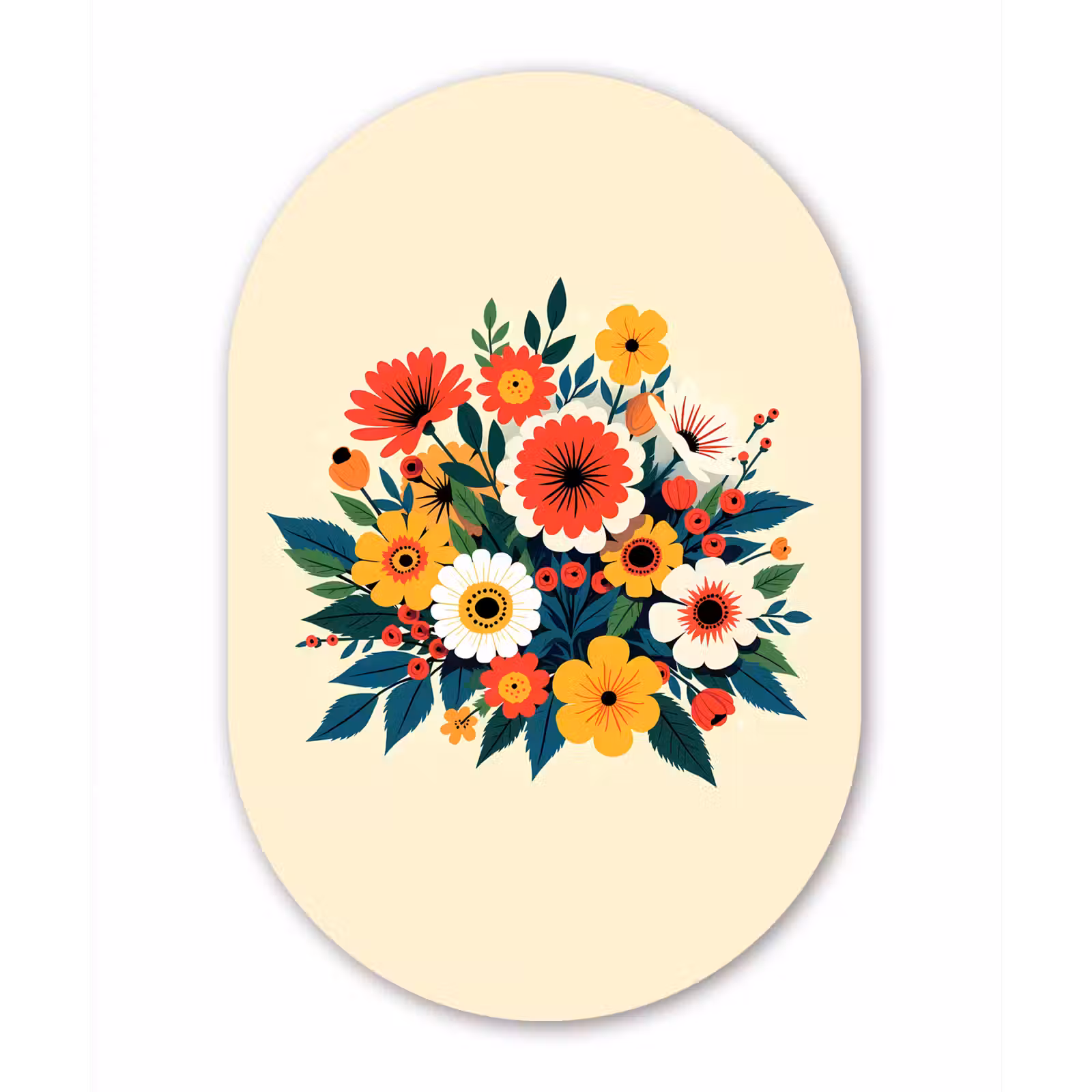 Wandoval Glas – Boeket - Bladeren - Illustratie - Kleurrijk — 1