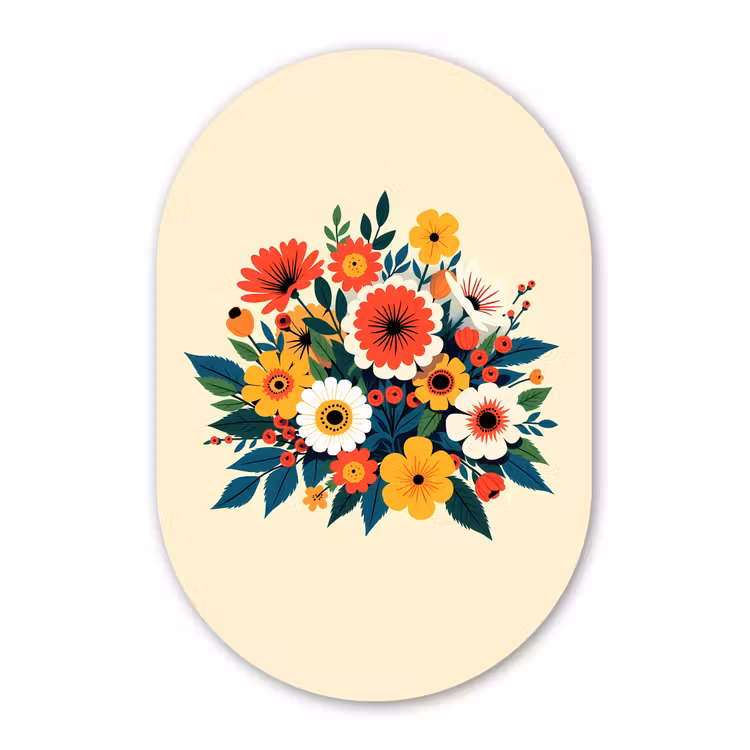 Wandoval Glas – Boeket - Bladeren - Illustratie - Kleurrijk — 1