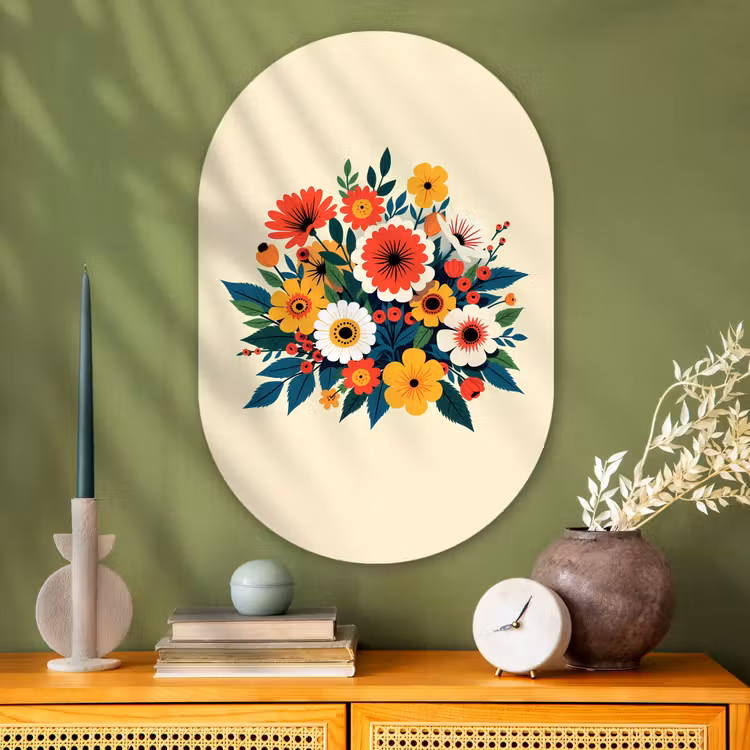 Wandoval Glas – Boeket - Bladeren - Illustratie - Kleurrijk — 2