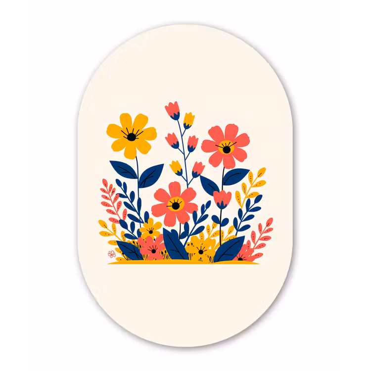 Wandoval Glas – Illustratie - Bloemen - Bladeren - Roze — 1