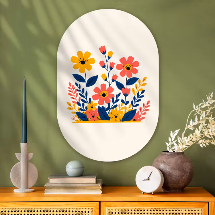 Wandoval Glas – Illustratie - Bloemen - Bladeren - Roze — 2