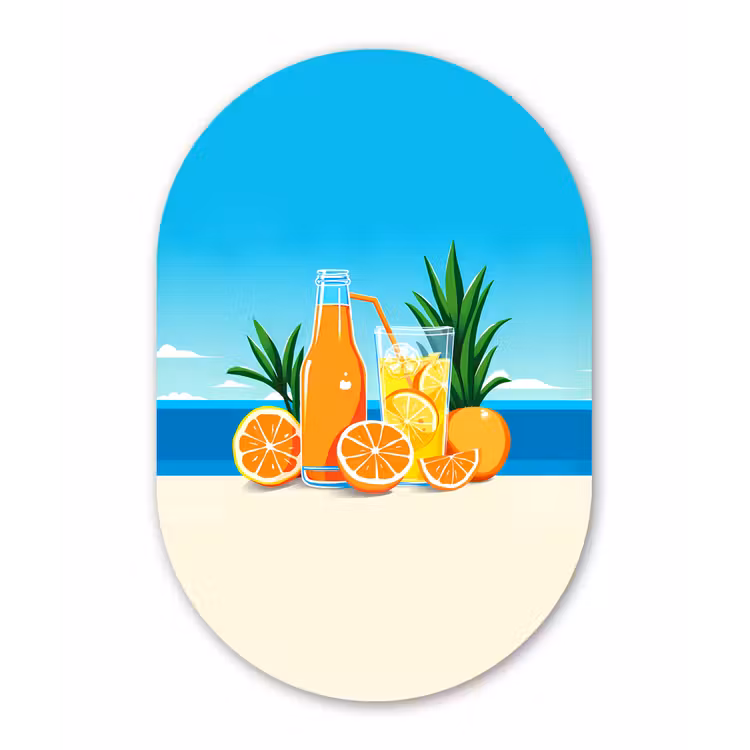 Wandoval Glas – Sinaasappels - Ijsblokjes - Zee - Illustratie — 1