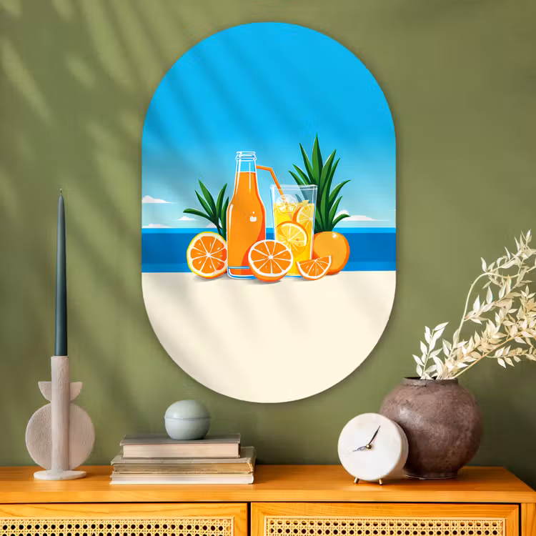 Wandoval Glas – Sinaasappels - Ijsblokjes - Zee - Illustratie — 2