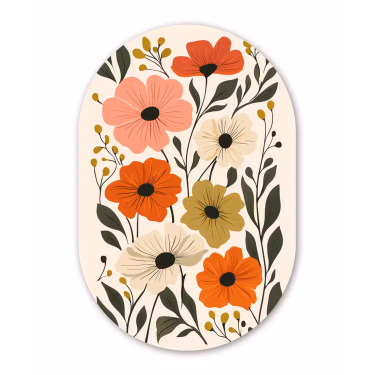 Wandoval Glas – Veldbloemen - Stengels - Blaadjes - Groen — 1