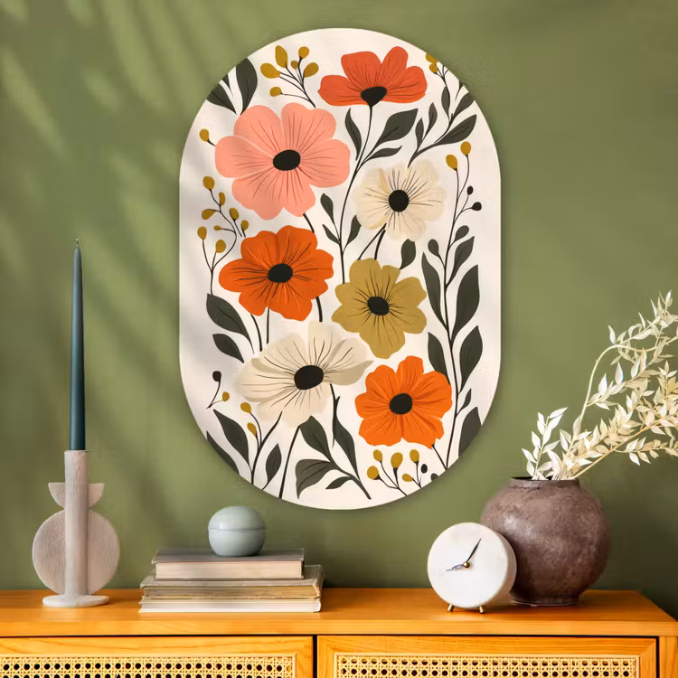 Wandoval Glas – Veldbloemen - Stengels - Blaadjes - Groen — 2