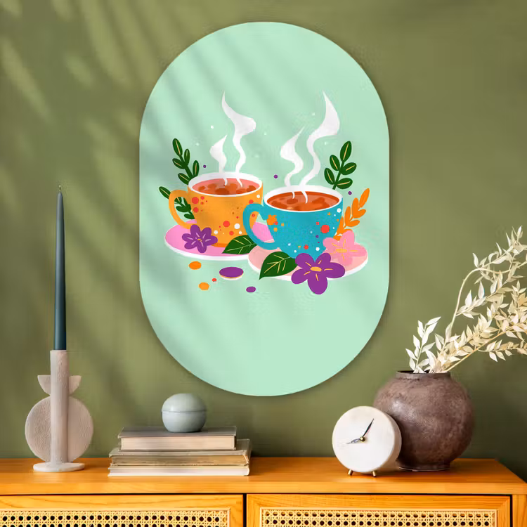 Wandoval Glas – Thee - Illustratie - Kopjes - Bloemen — 2