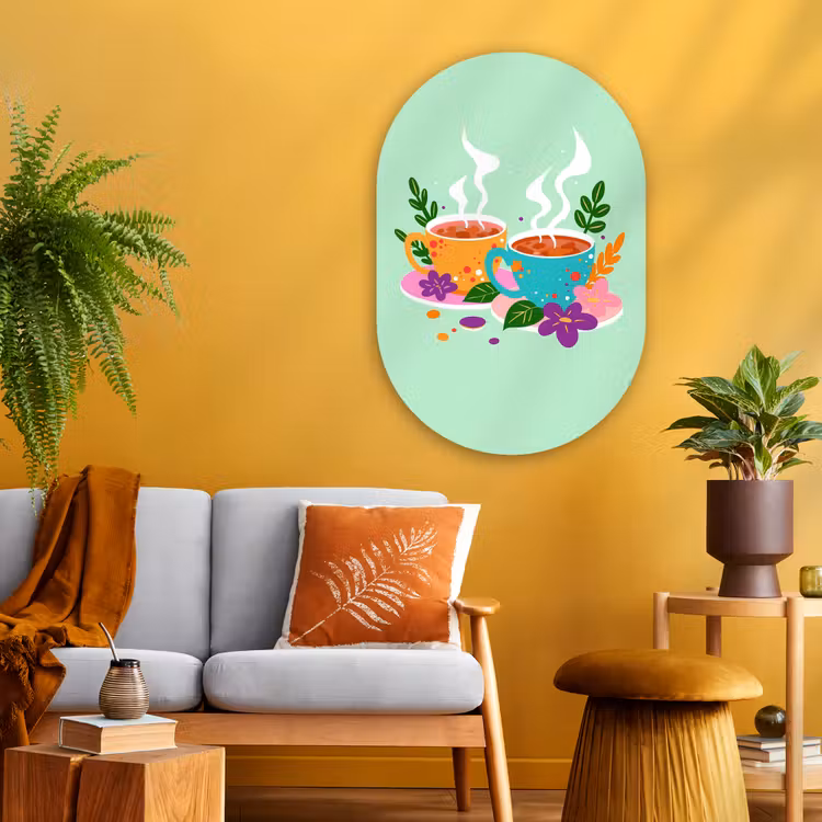 Wandoval Glas – Thee - Illustratie - Kopjes - Bloemen — 3