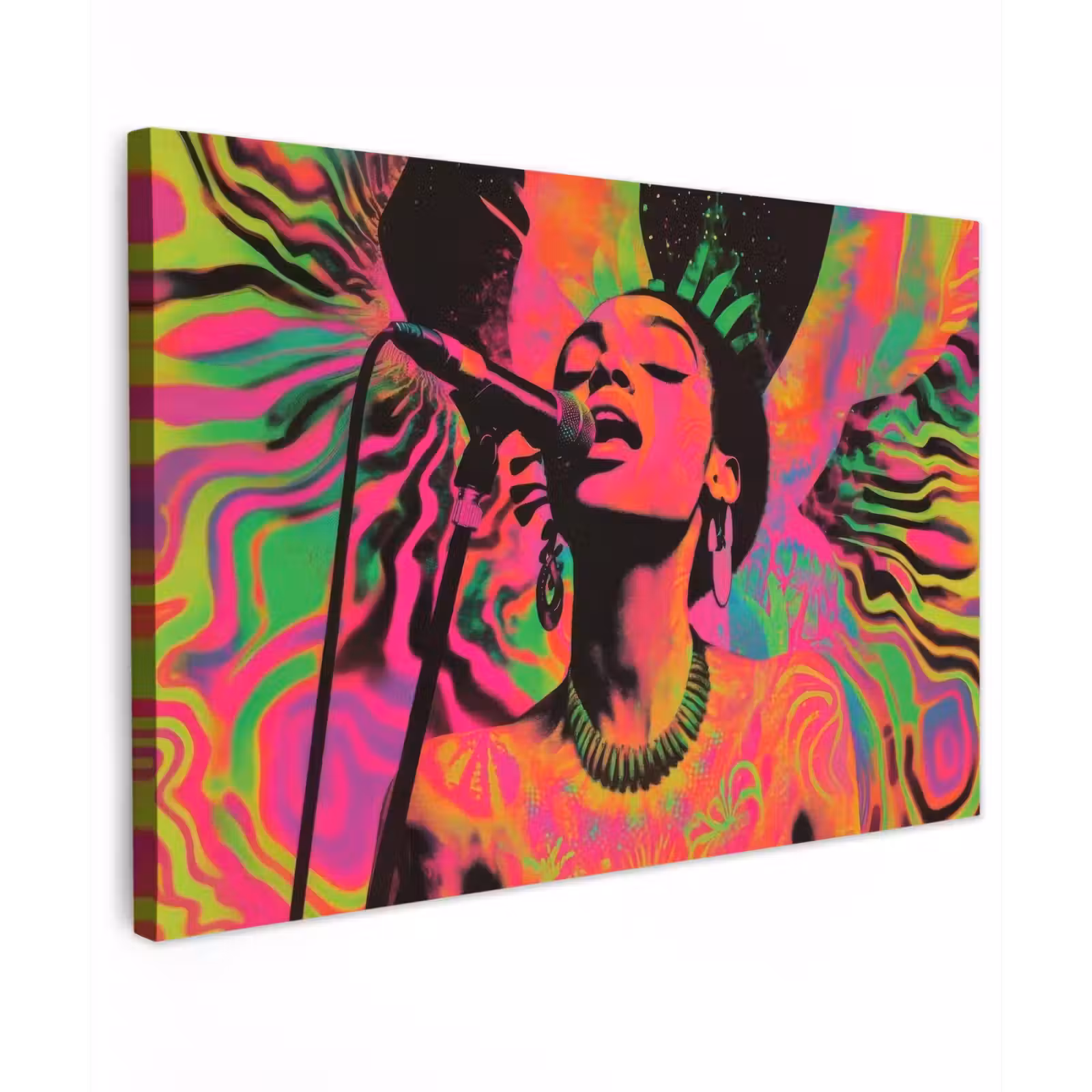 Buiten canvas - Vrouw - Microfoon - Neon — 1