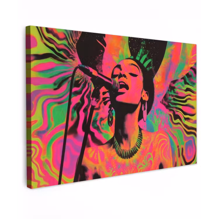 Buiten canvas - Vrouw - Microfoon - Neon — 1