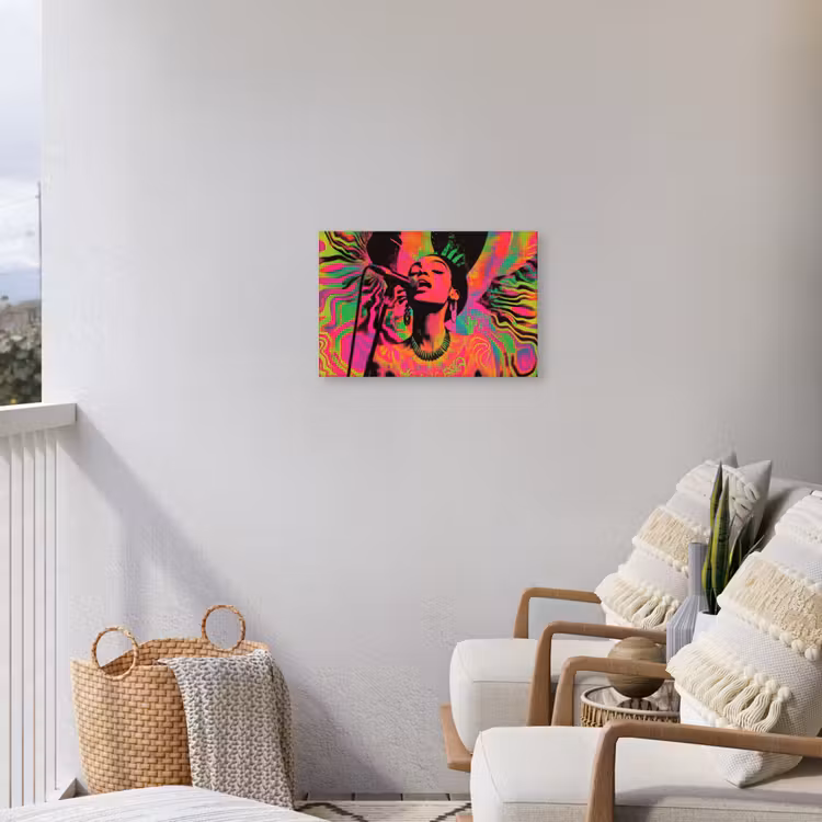 Buiten canvas - Vrouw - Microfoon - Neon — 4