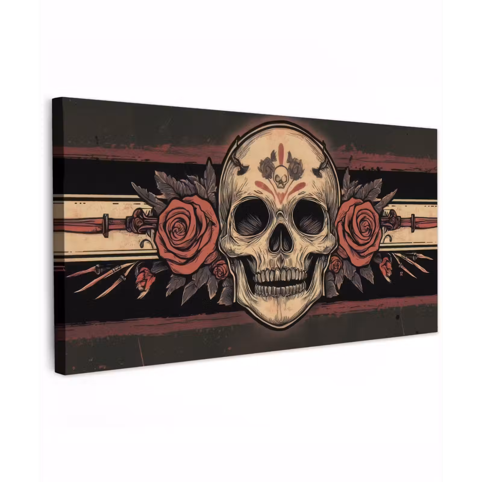 Buiten canvas - Schedel - Rozen - Gotisch — 1