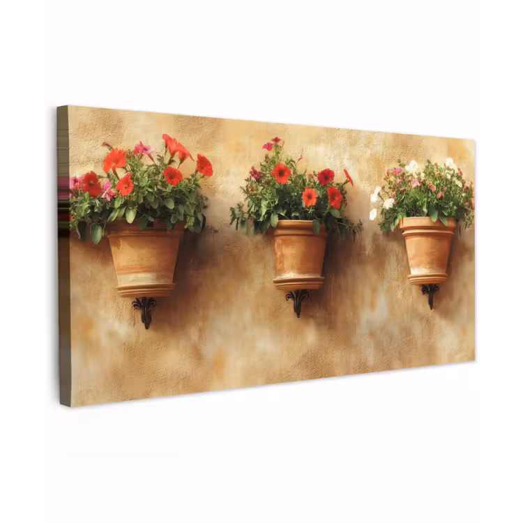 Buiten canvas - Bloempotten - Muur - Vintage — 1