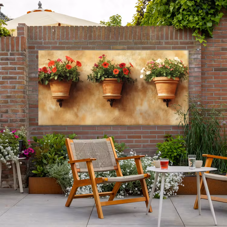 Buiten canvas - Bloempotten - Muur - Vintage — 2